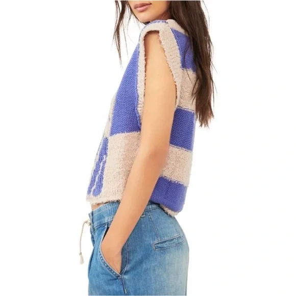 Free People Diamonds for Days Vest in Blue Moon Combo NWOT - Picture 6 of 16